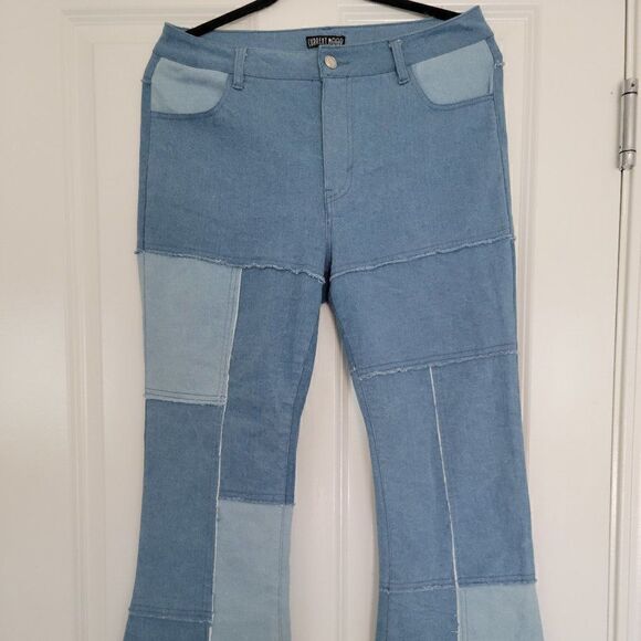 Current Mood patchwork flare jeans size L - Picture 1 of 8